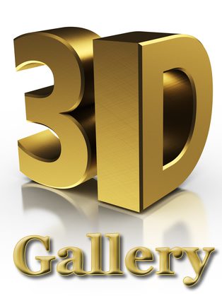 A 3 d image of the word gallery in gold.